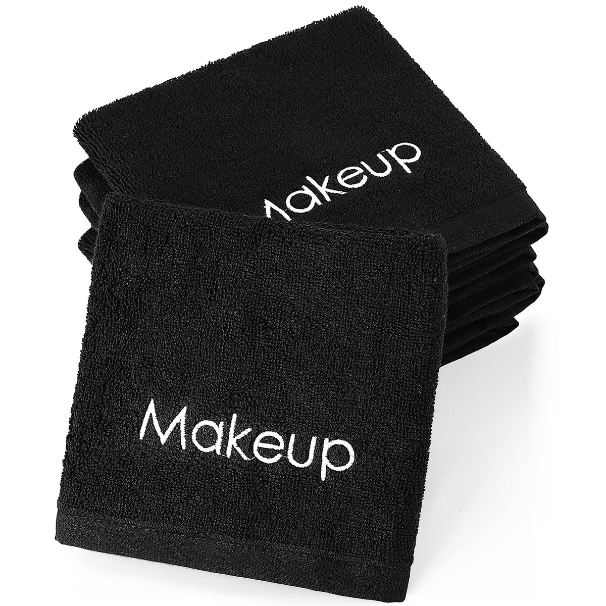 Panelee Black Makeup Washcloths - 12 Cotton Face Towels For Cleansing & Skin Care