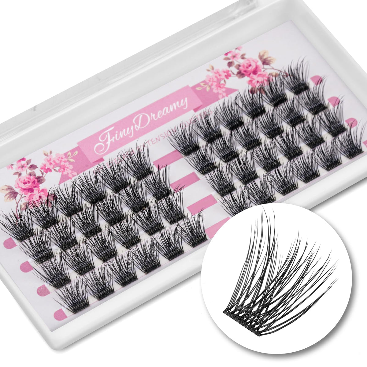 FinyDreamy 48Pcs 3D Volume Lash Clusters - DIY Reusable Eyelash Extensions, Wispy & Real