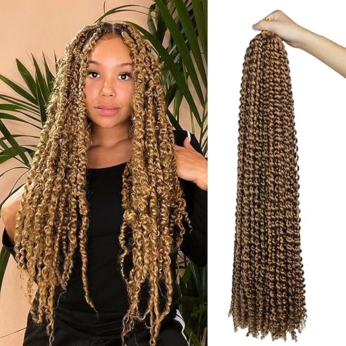 Desire4Hair 30 Inch Passion Twist Hair - 7 Packs Water Wave Crochet Braids, Light Brown Blonde 27