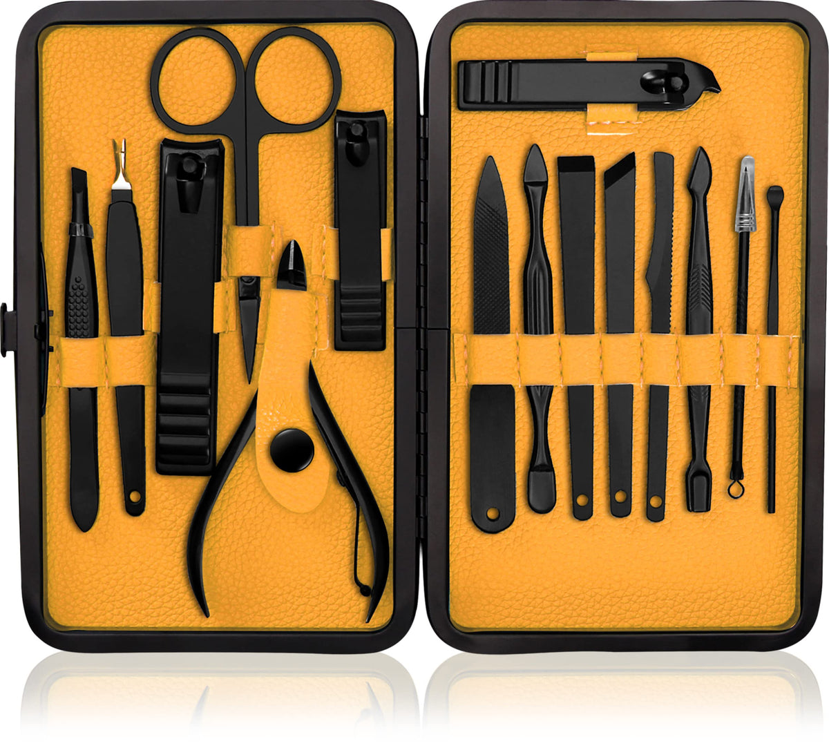 Utopia Care 15-Piece Stainless Steel Manicure Set - Nail Clippers & Pedicure Kit In Yellow