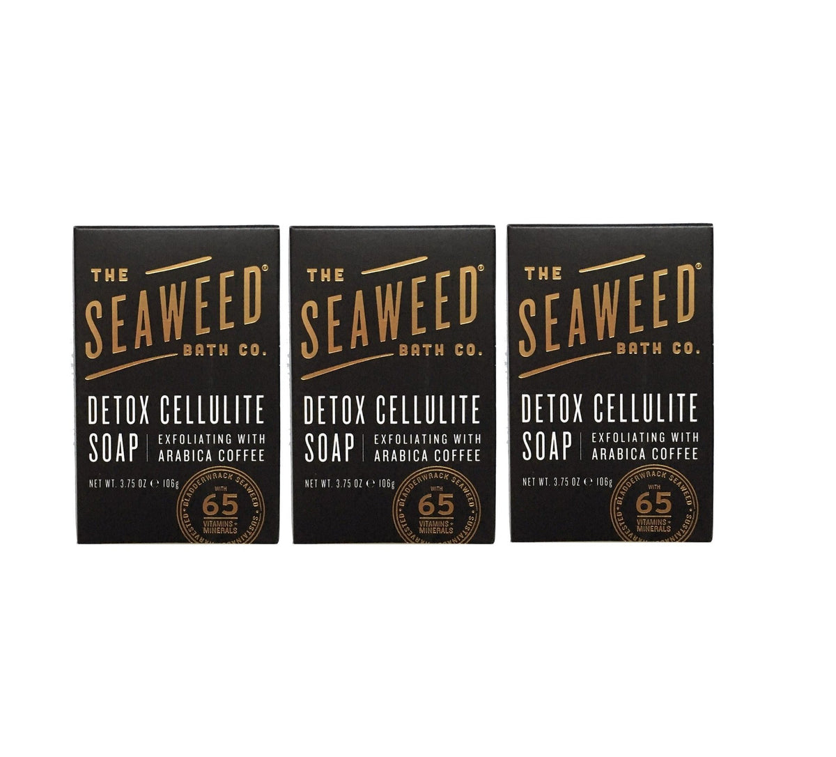 Seaweed Bath Co. Detox Cellulite Soap (3 Pack) With Coconut Oil & Charcoal, 3.75 Oz