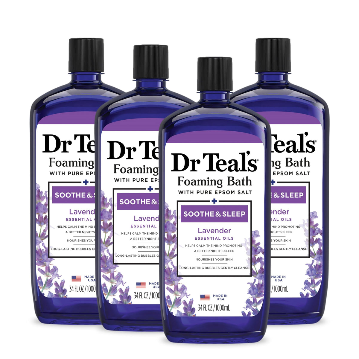 Dr Teal'S Foaming Bath With Epsom Salt, Lavender Scent, 34 Fl Oz, Pack Of 4