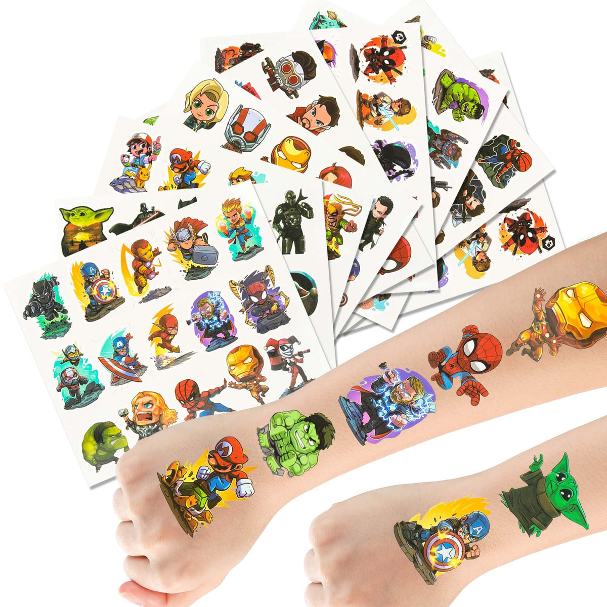 Tawekel 119Pcs Superhero Tattoos Stickers - Waterproof Temporary Party Favors For Kids