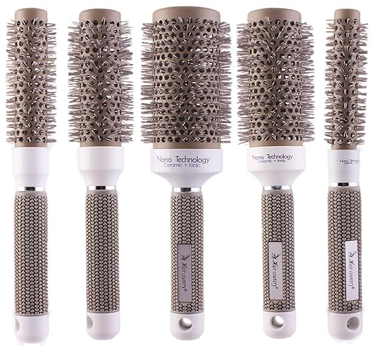 PERFEHAIR Round Thermal Brush Set - 5 Sizes, Nano Ceramic & Ionic for Blow Drying & Curling