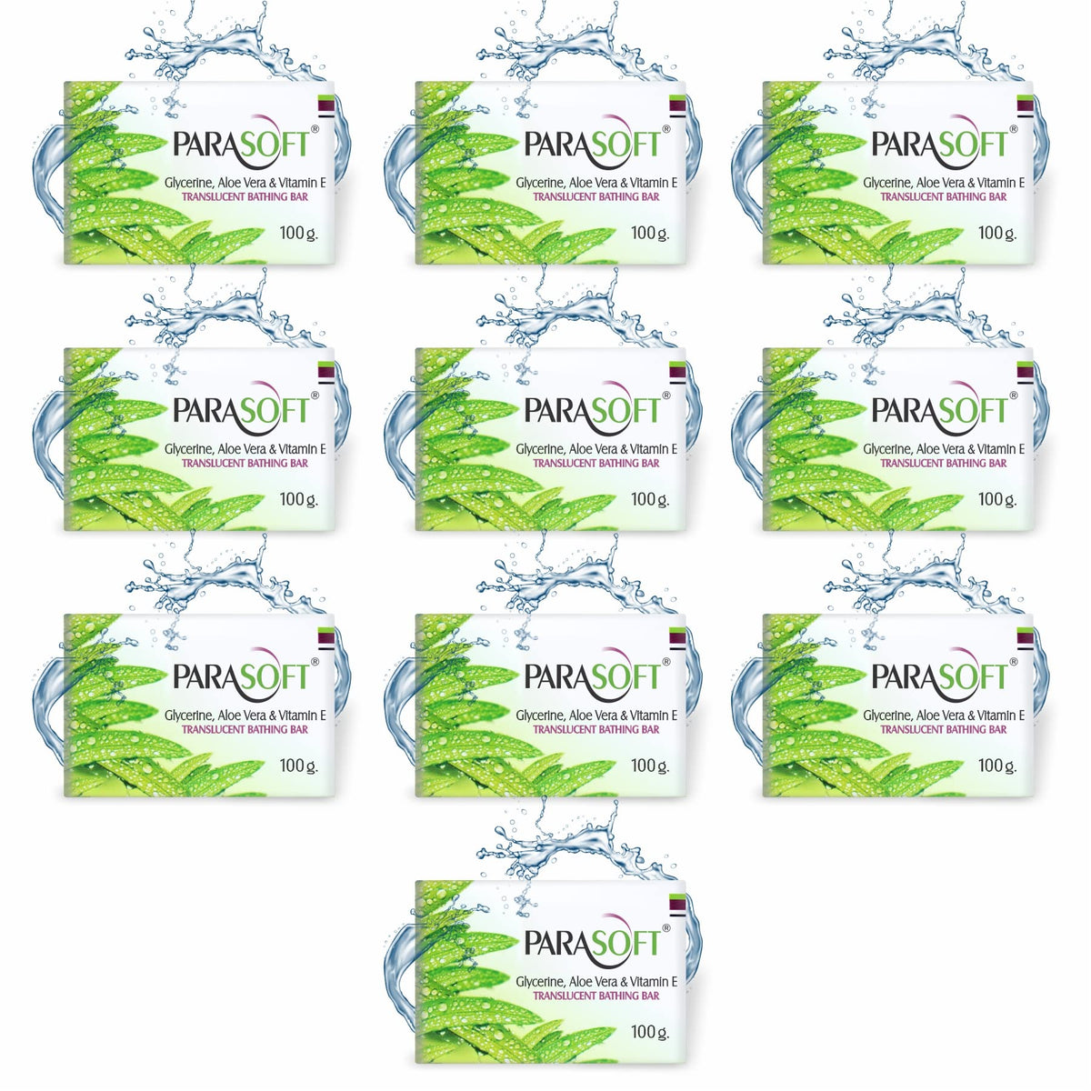 Parasoft Aloe Vera Cleansing Body Soap - Nourishing Bar For Dry & Sensitive Skin, 100 Gm (Pack Of 10)