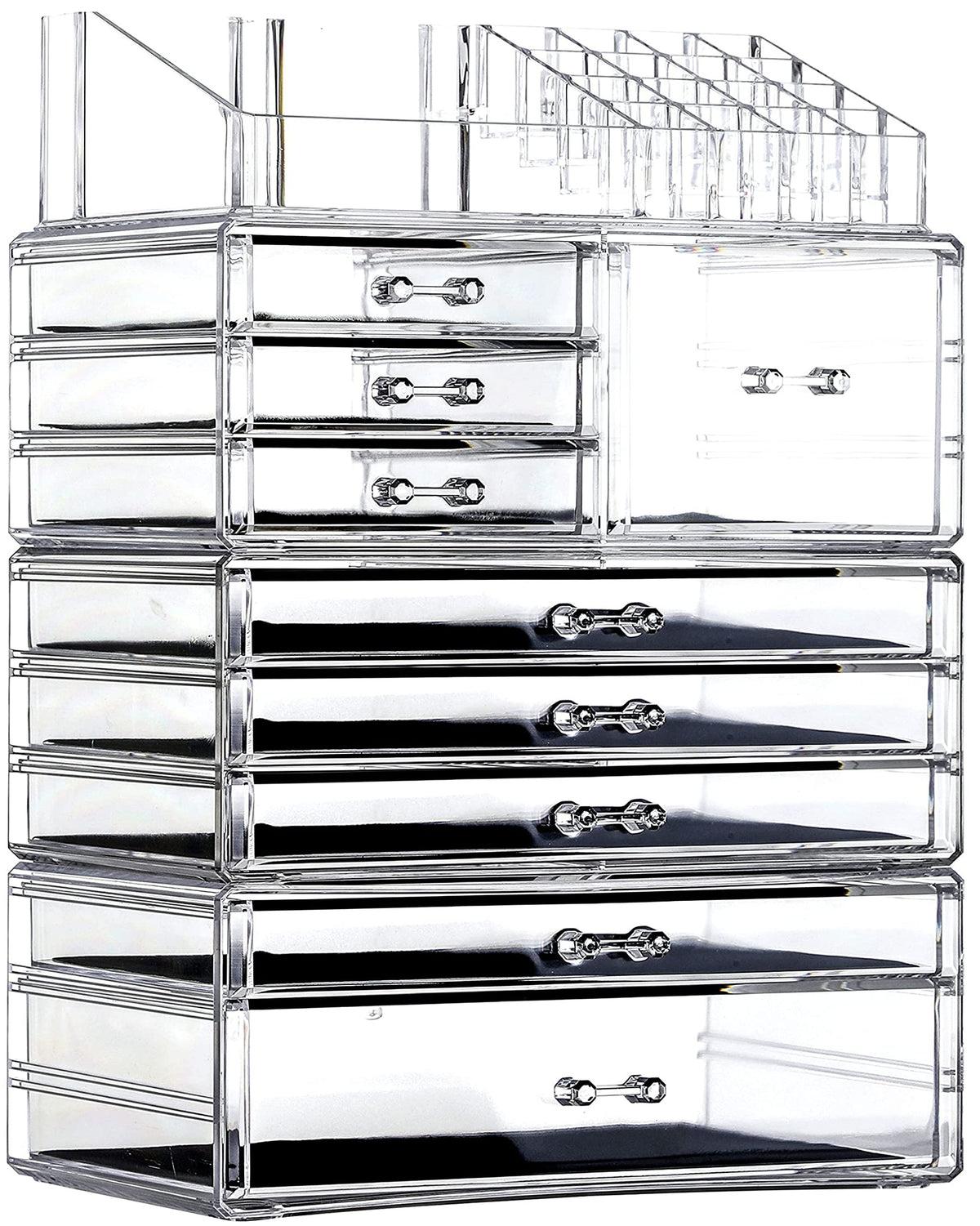 Cq Acrylic Large Clear Makeup Organizer With 9 Drawers For Vanity, Jewelry, And Skincare Storage