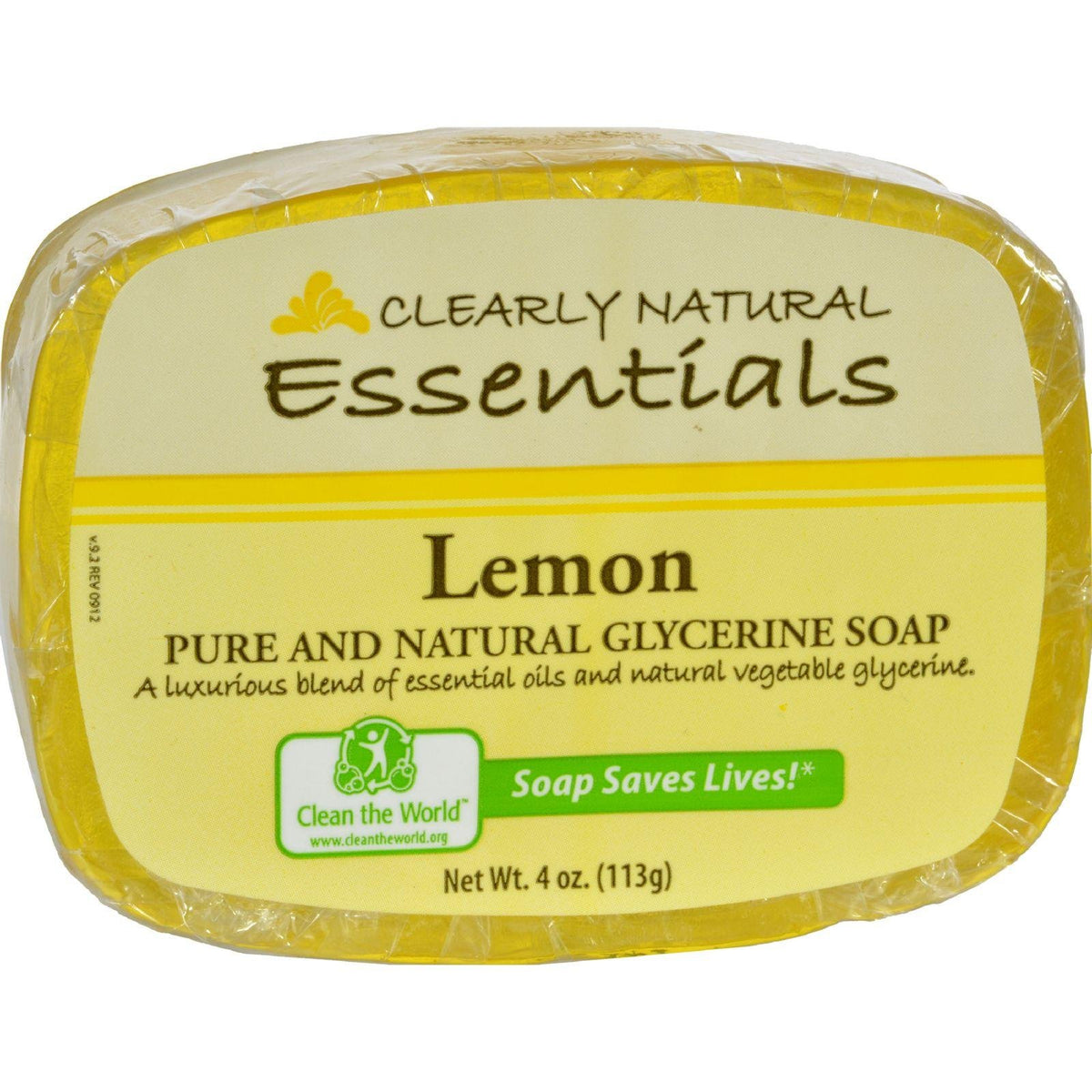 Clearly Natural Lemon Soap Bar By Select Nutrition - Gentle, Refreshing Cleanser