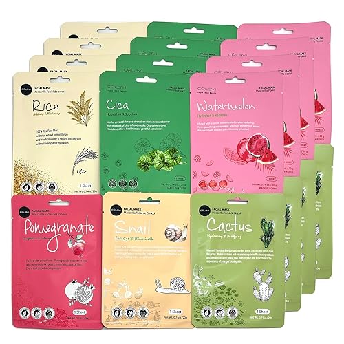 Celavi K-Beauty Essence Facial Mask Set - 24 Count Moisturizing Skin Care B Set