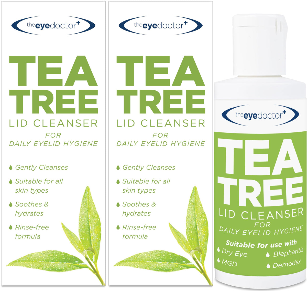 The Eye Doctor Tea Tree Lid Cleanser Twin Pack - Daily Hygiene For Sensitive Eyes, 200Ml