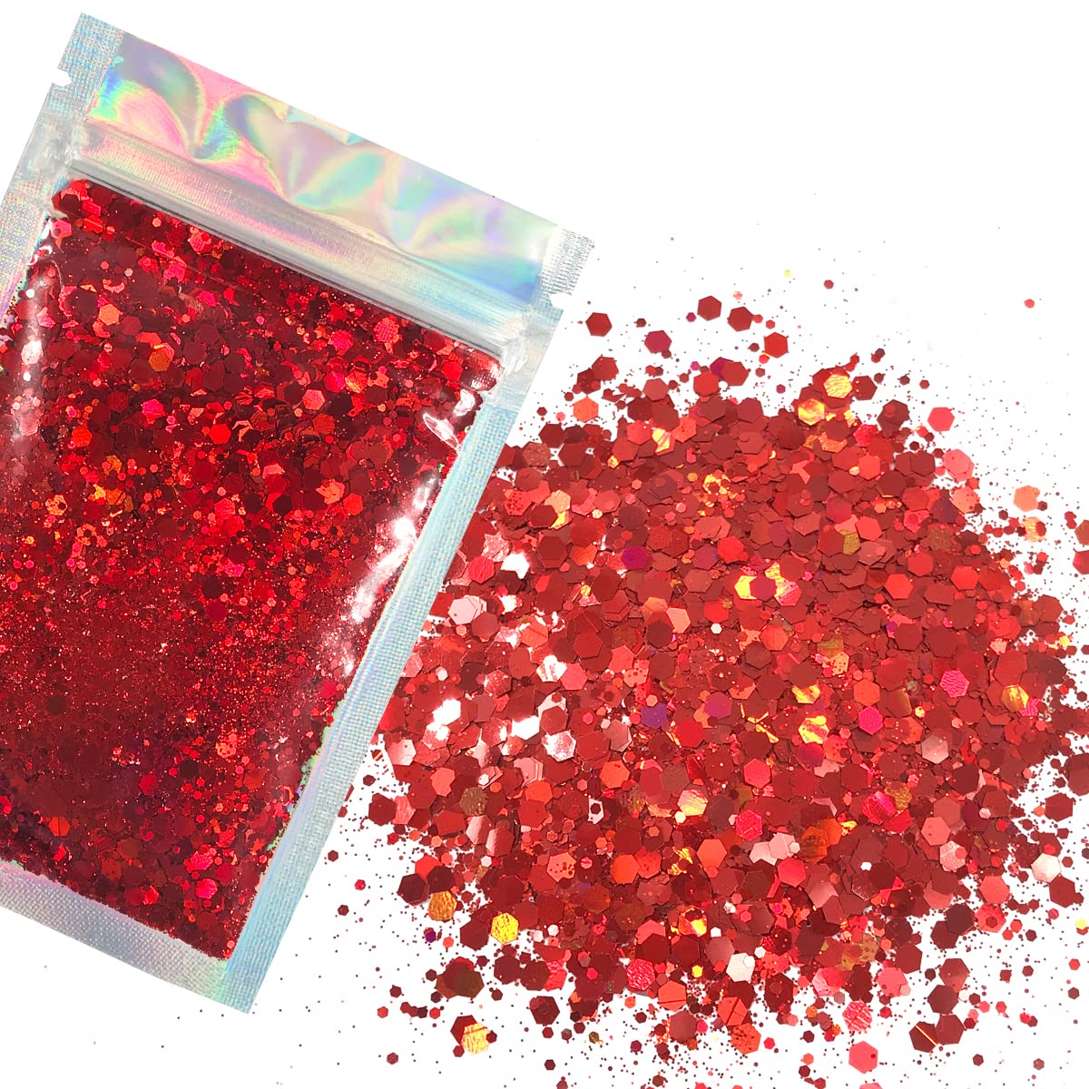 Electric Bliss Beauty Red Face & Body Glitter - Cosmetic Grade Chunky Glitter For Festivals & Crafts