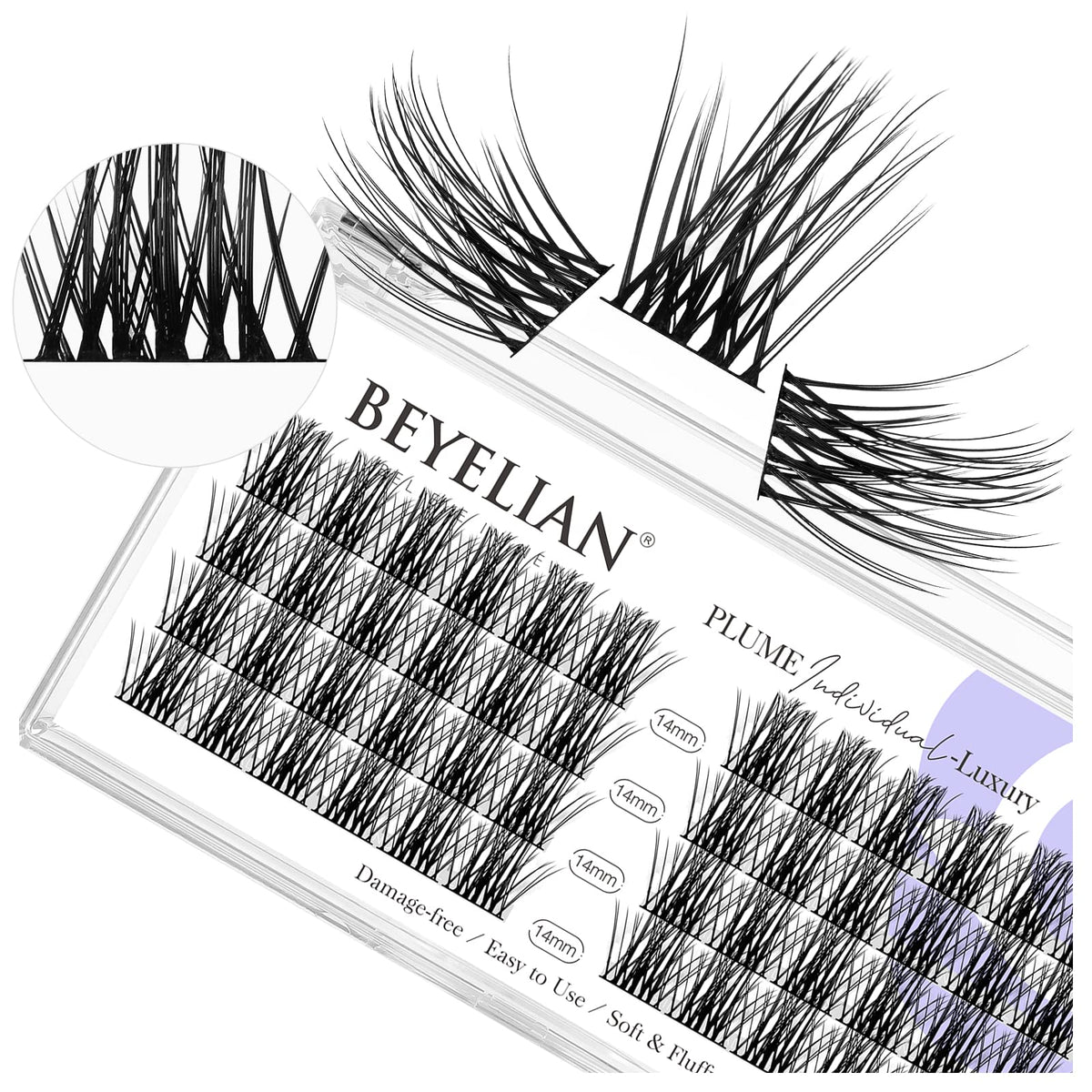 BEYELIAN DIY Eyelash Extension Kit - 48 Cluster Lashes, Natural Look, Reusable, Black Band 14mm