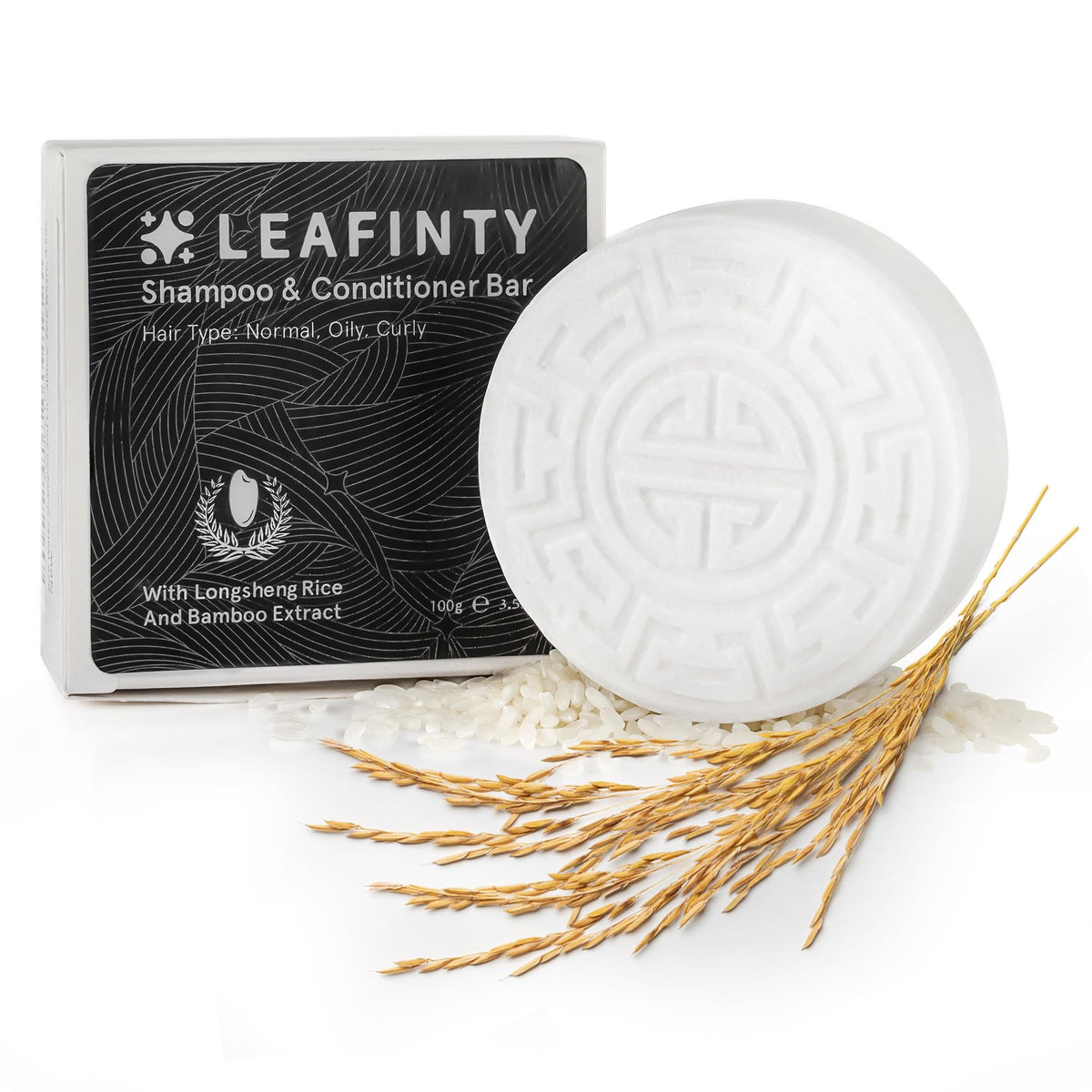 Leafinty Rice Water Shampoo Bar - 2-In-1 Vegan Conditioner For Hair Growth, 3.5Oz