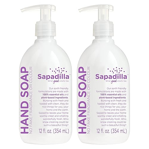 Sapadilla Liquid Hand Soap, Sweet Lavender + Lime, 100% Essential Oils, 12 Fl Oz (Pack of 2)