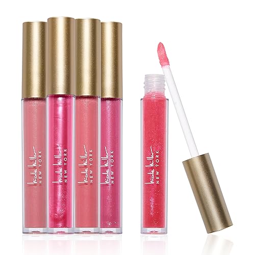 Nicole Miller Lip Gloss Collection - Shimmery Long Lasting Glosses, Pink Glitz, 5 Count