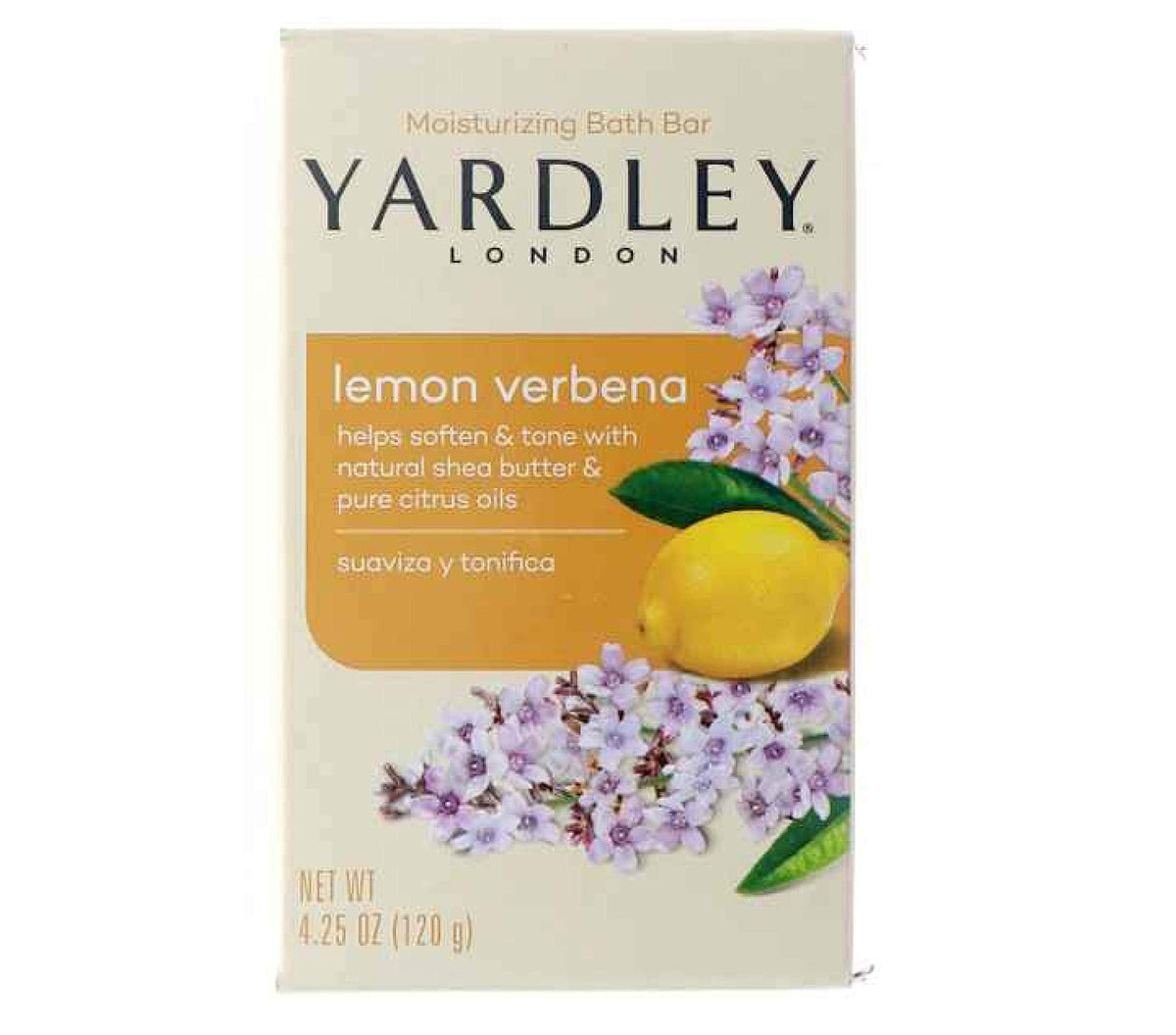 Yardley London Lemon Verbena With Shea Butter & Pure Citrus Oil Moisturizing Bar 4.25 ozr (Pack of 2)