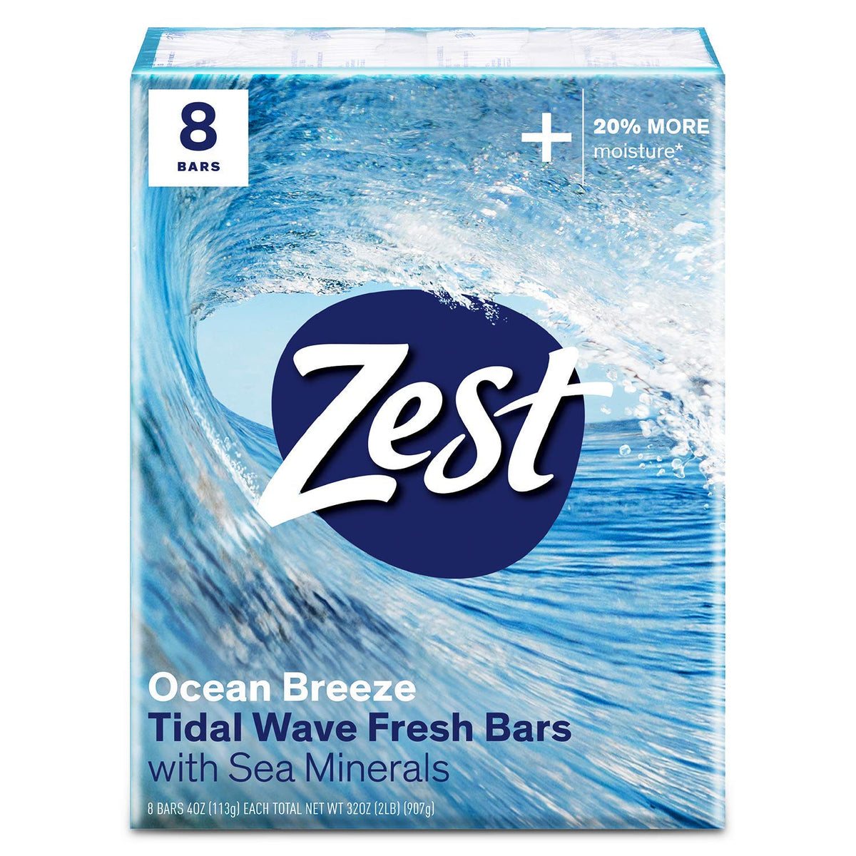 Zest Ocean Breeze Bar Soap  8 Bars  Enriched With Sea Minerals  Rich Lathering Bars Leave Your Body Feeling Smooth And Moistu