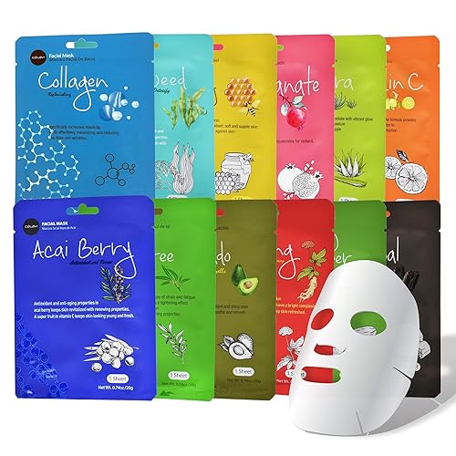 Celavi Essence Facial Sheet Mask Set - 12 Classic Korean Moisturizing Masks For Skincare