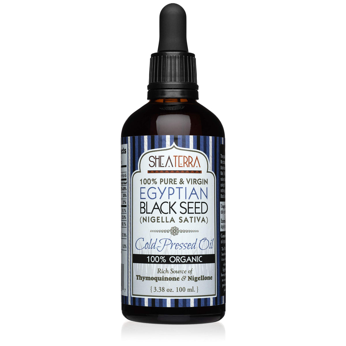 Shea Terra Egyptian Black Seed Oil 3.38 oz - Organic Cold-Pressed for Hair, Skin & Immune Boost