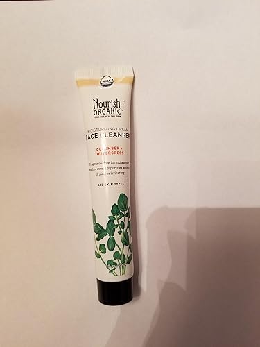 Nourish Organic Cucumber & Watercress Moisturizing Cream Face Cleanser, 1 Fl Oz, 100% Natural