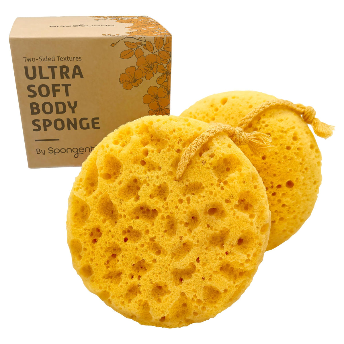 Sunlite Sports Spongentle Body Loofah Sponge - 2 Pack, Natural Colors, Deep Cleansing, Exfoliating