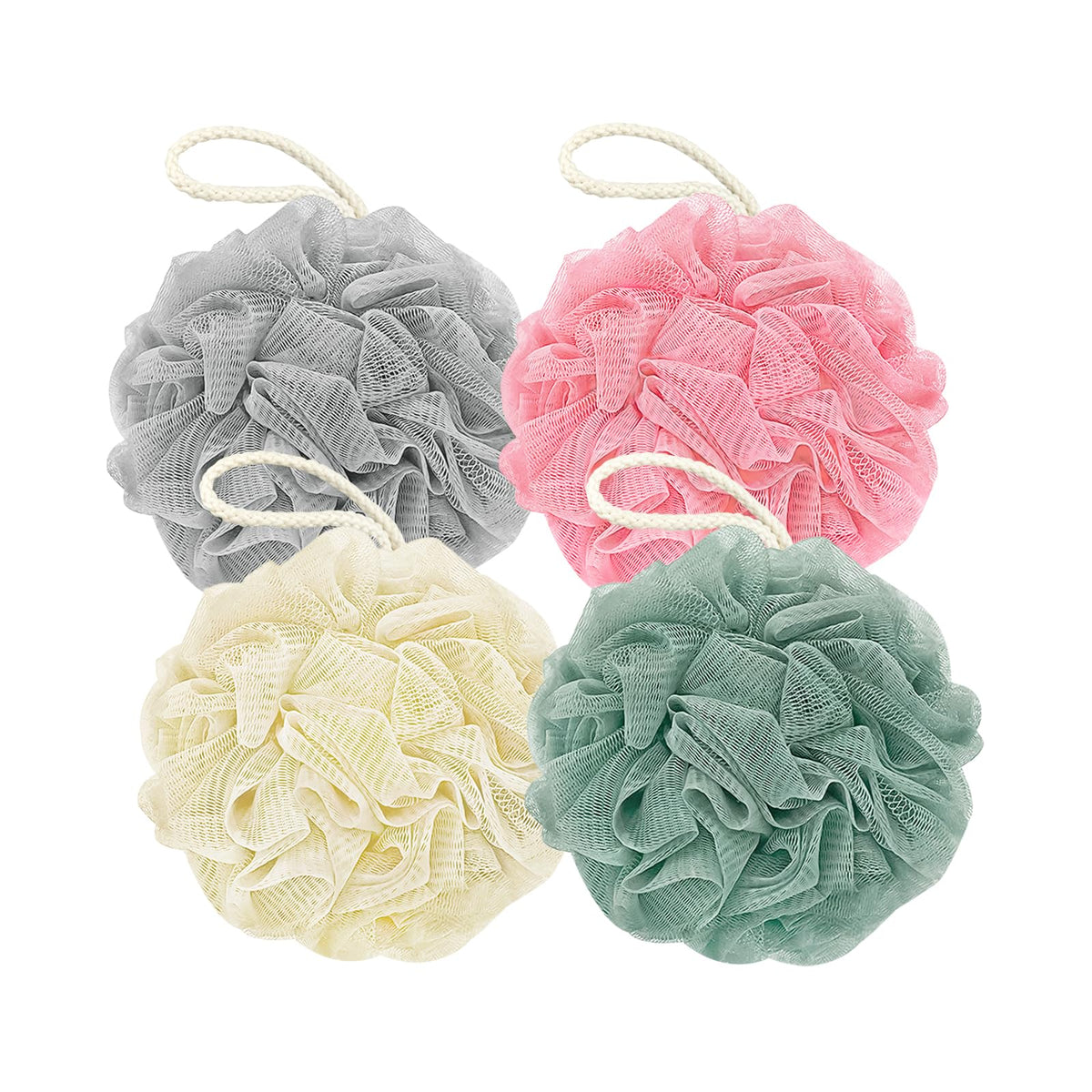 Rnoafmu 4-Pack Ice Cream Loofah Bath Sponge, Exfoliating Body Scrubber For Spa And Shower