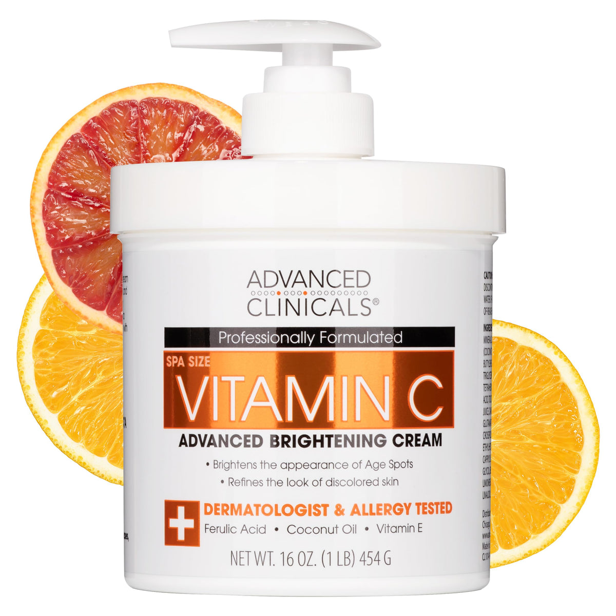 Advanced Clinicals Vitamin C Cream - Anti-Aging Moisturizer For Face & Body, 16 Oz