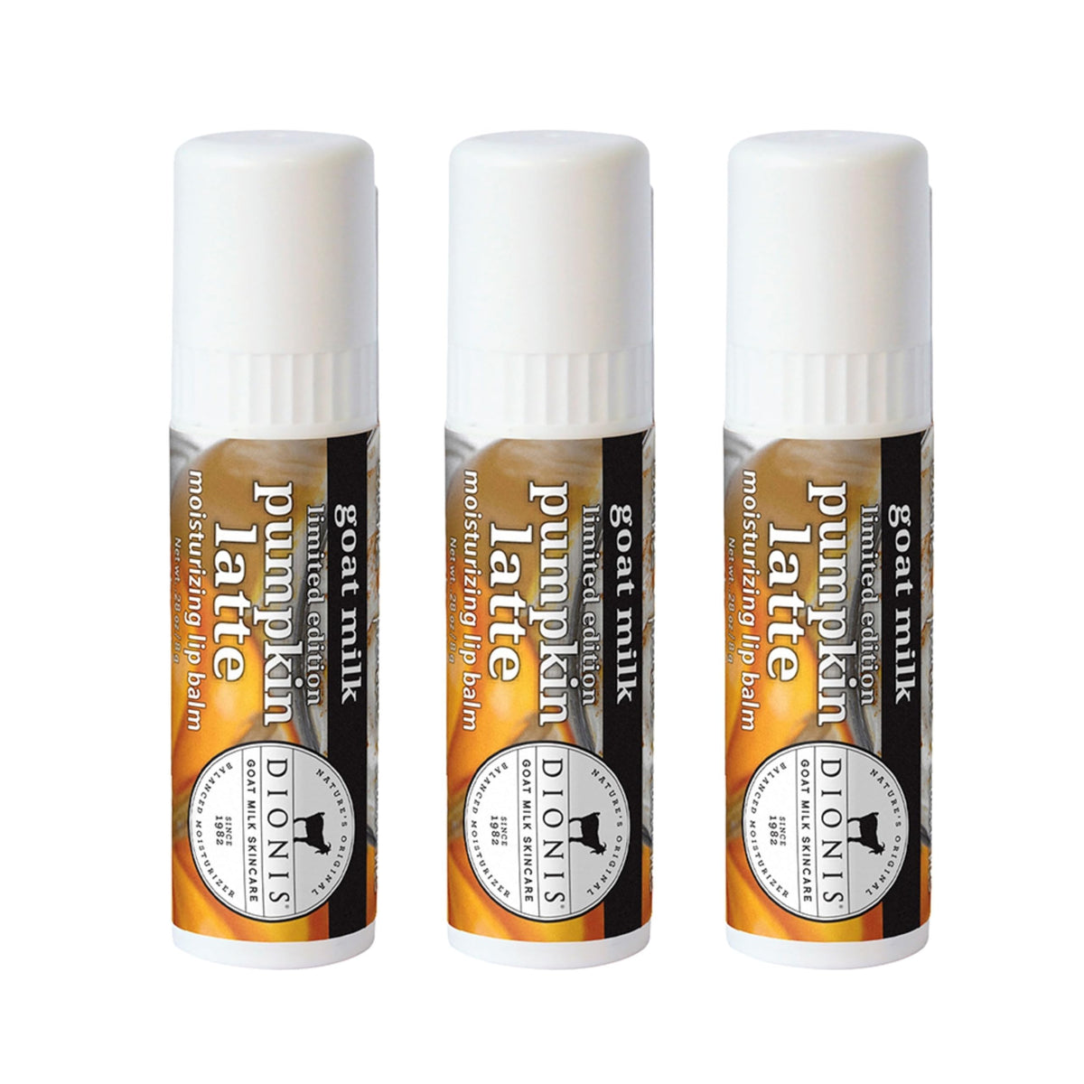 Dionis Pumpkin Latte Fall Lip Balm Gift Set - 3 Pack, Beeswax & Shea Butter, Usa Made, Cruelty Free