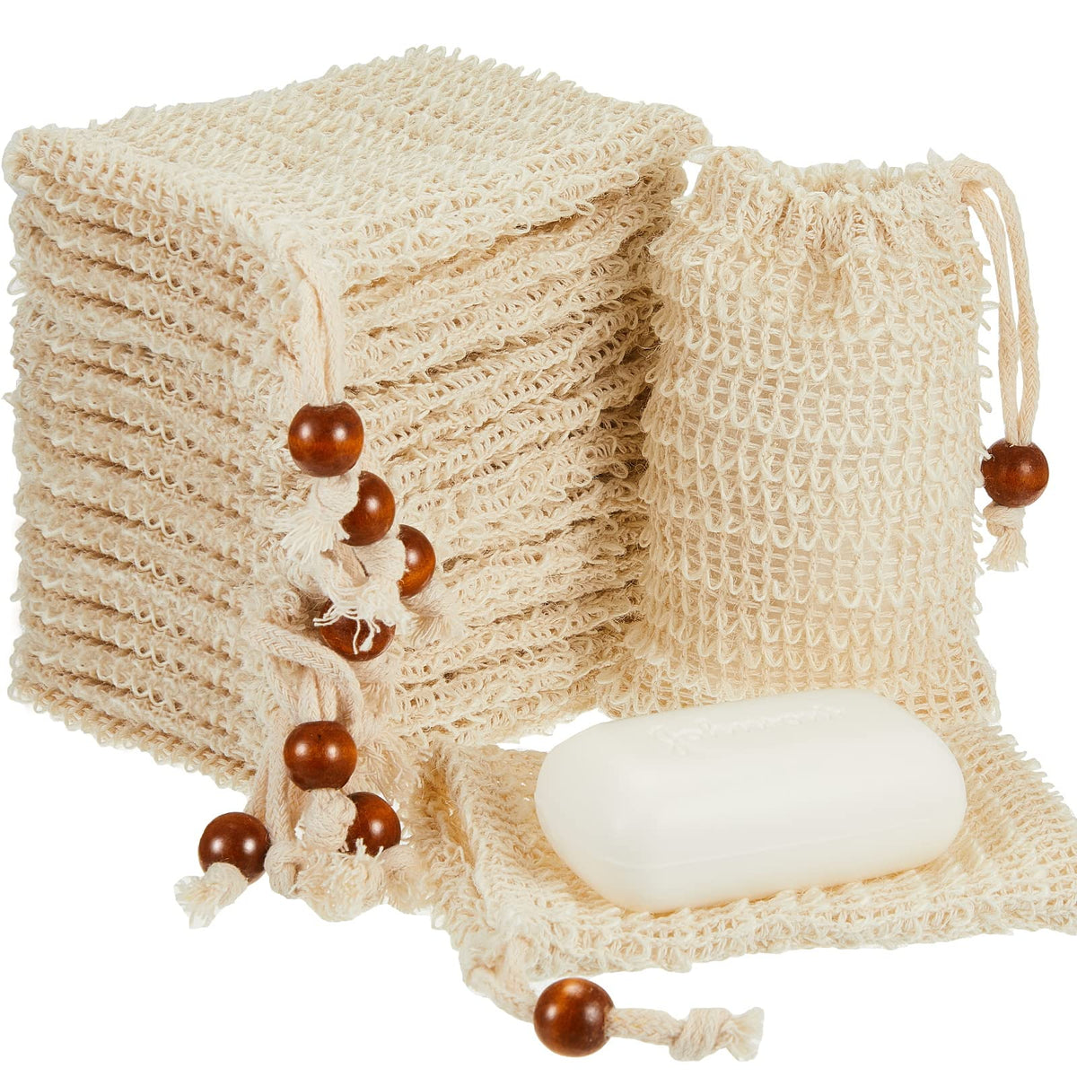 Cunhill Soap Saver Bag - 80 Pack Sisal Exfoliating Pouch With Drawstring For Bath & Shower