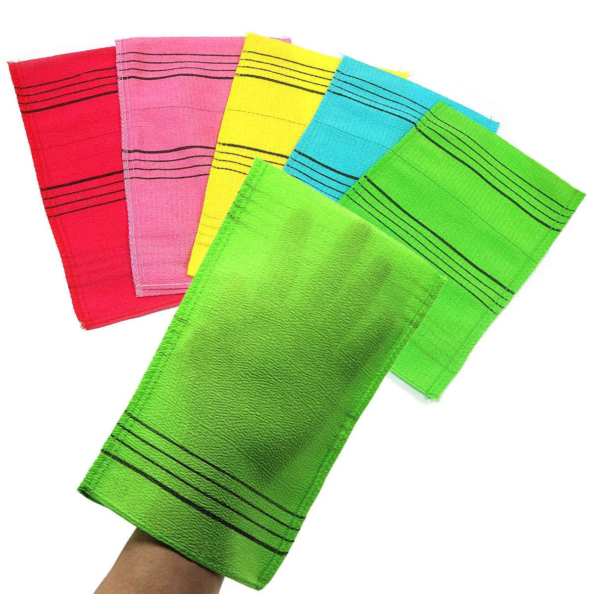 Nepure Korean Exfoliating Mitt, Large, 5 Colors, Back & Body Washcloth, Reusable, 5 Count