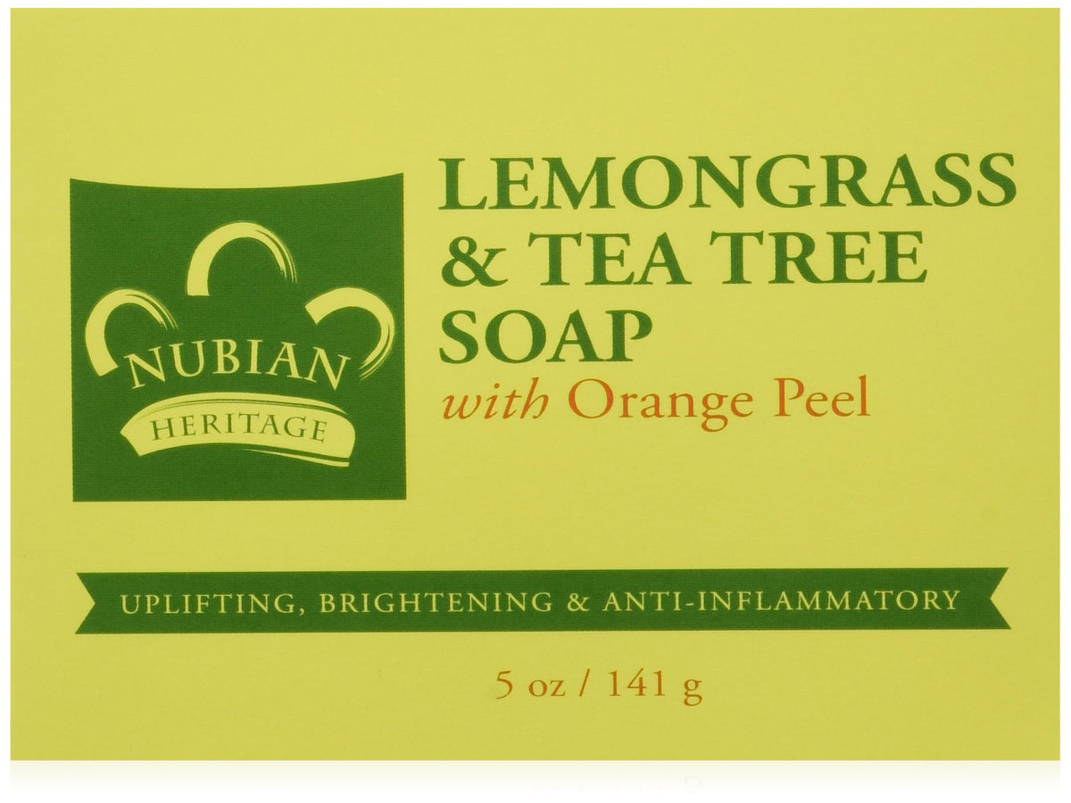 Nubian Heritage Lemongrass & Tea Tree Bar Soap - 5 Oz, Pack Of 4, Refreshing & Nourishing