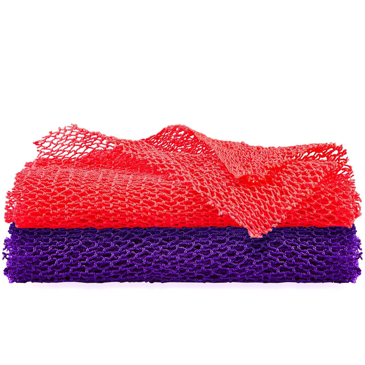 Shappy 2-Pack African Net Sponge Exfoliating Body Scrubber - Pink & Purple, 7.8X25.5 Inch