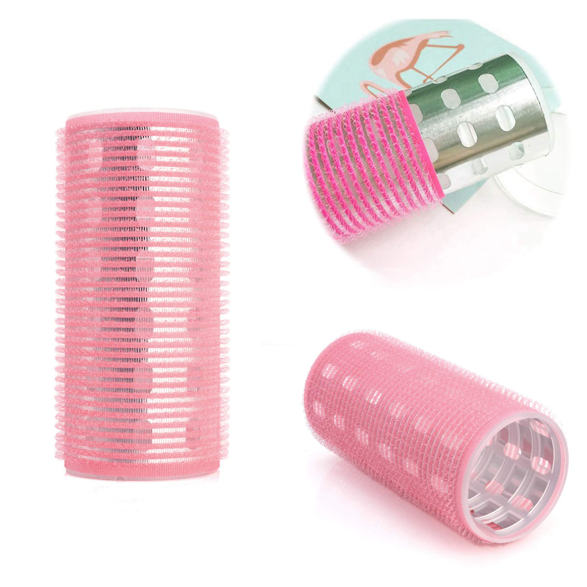 Okidsmall Aluminum Core Long Hair Curler Bang Roller - Pink, Medium Pack Of 2