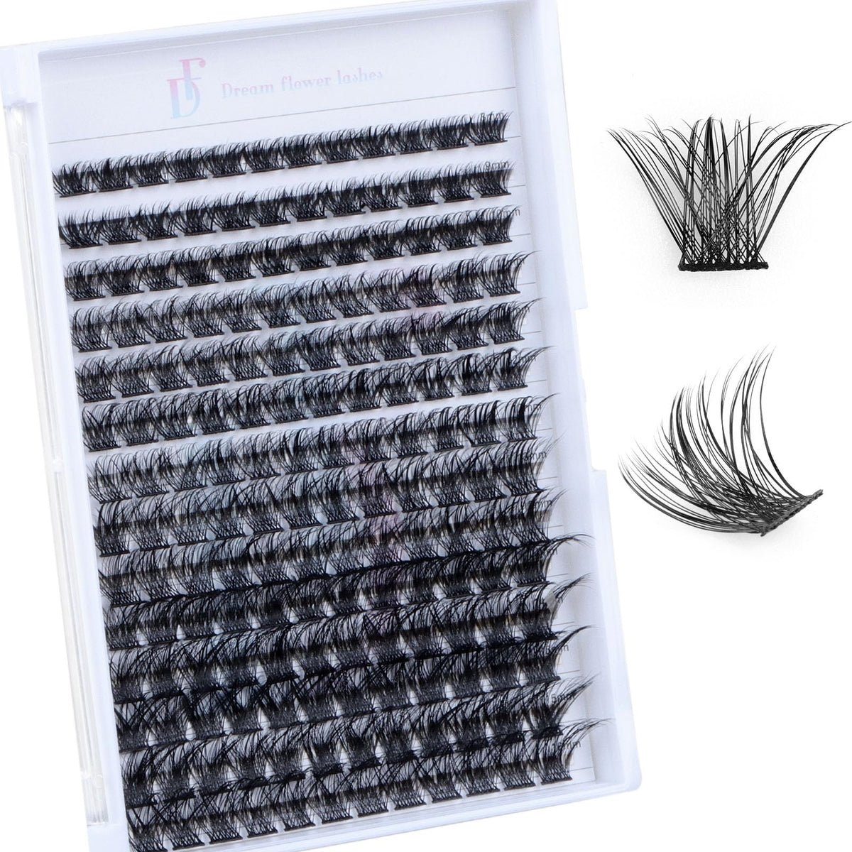 Df Touchjoy Lash Clusters - Fluffy D Curl 8-16Mm Waterproof Wispy Lashes, Super Thin Band