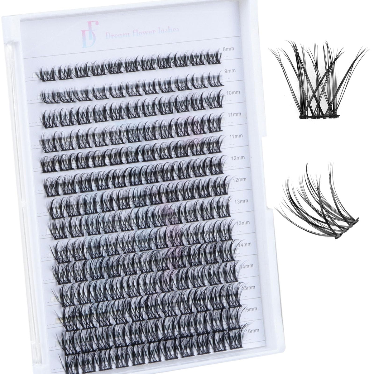 Df Touchjoy Fluffy Lash Clusters 8-16Mm D Curl Diy Eyelash Extensions - Waterproof, Soft, Black