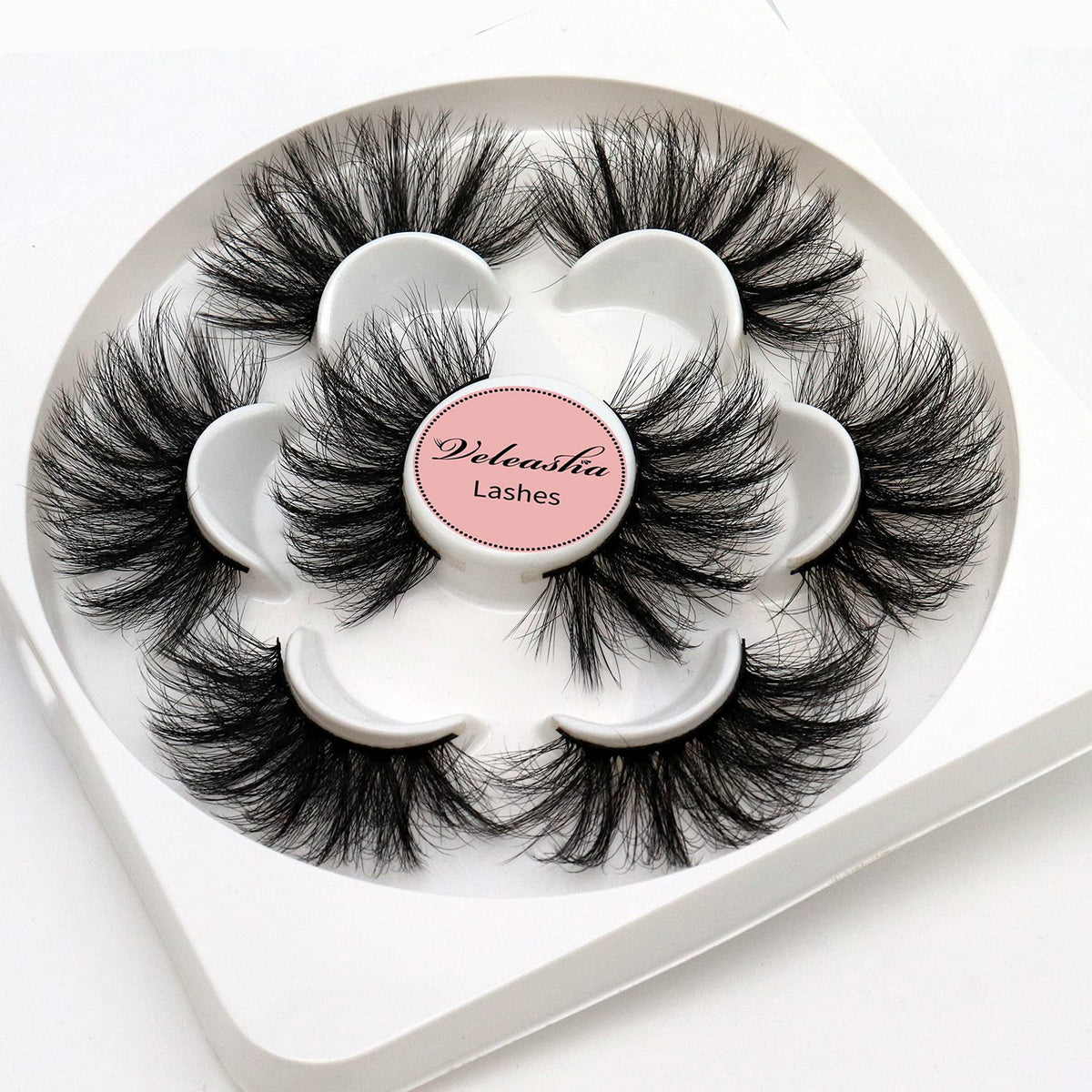 Veleasha 8D Mink Eyelashes 25mm Wispy Fluffy Lashes - 4 Pairs Dramatic Faux Mink