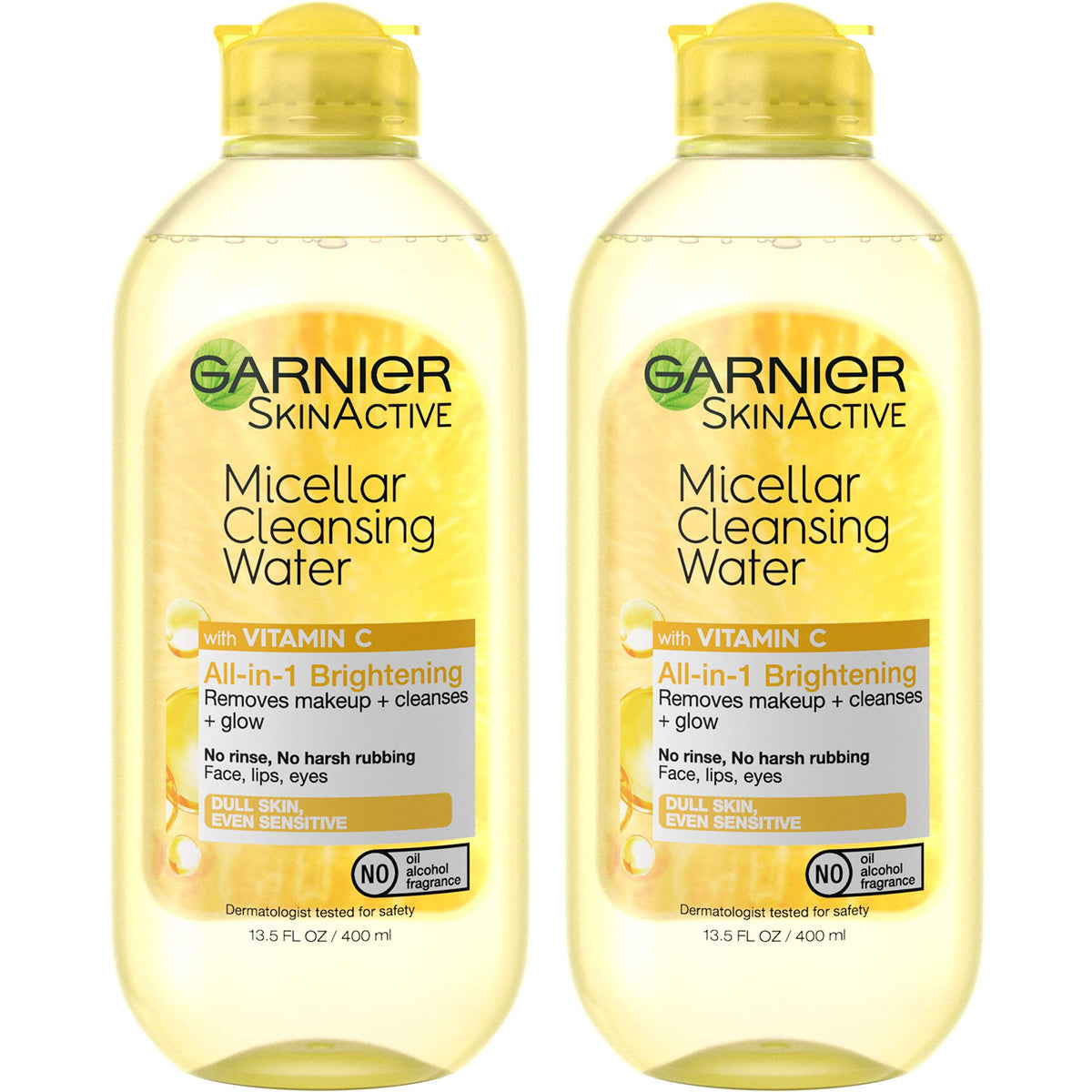 Garnier Micellar Water With Vitamin C, 2 Count Facial Cleanser & Makeup Remover, 13.5 Fl Oz