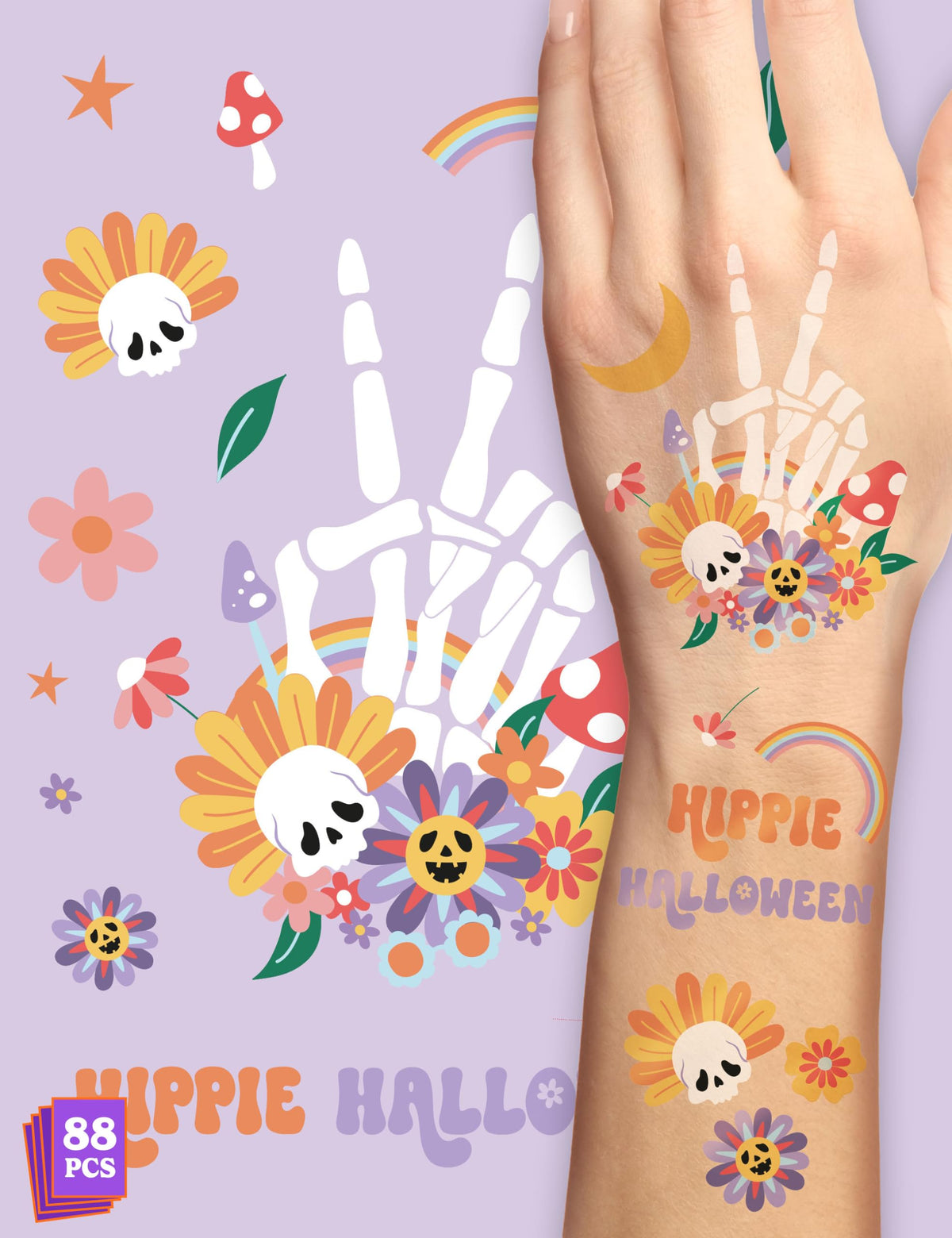 House Of Party Halloween Temporary Tattoos For Kids - 88 Non-Toxic Waterproof Stickers