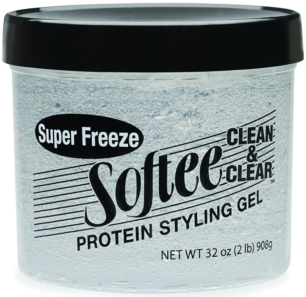 Softee Clean Clear Super Freeze Protein Styling Gel - 32 Oz, Maximum Hold, Clear Finish