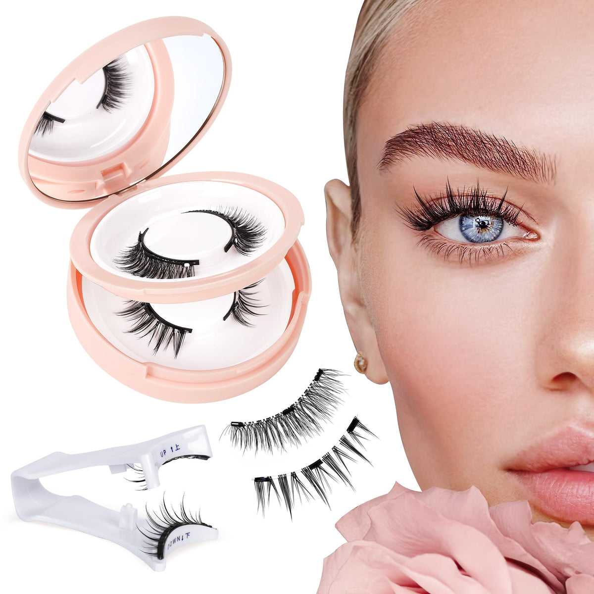 Mayhug Magnetic Eyelashes Kit - 4 Pairs Reusable Fluffy Lashes With Applicator, No Glue Needed