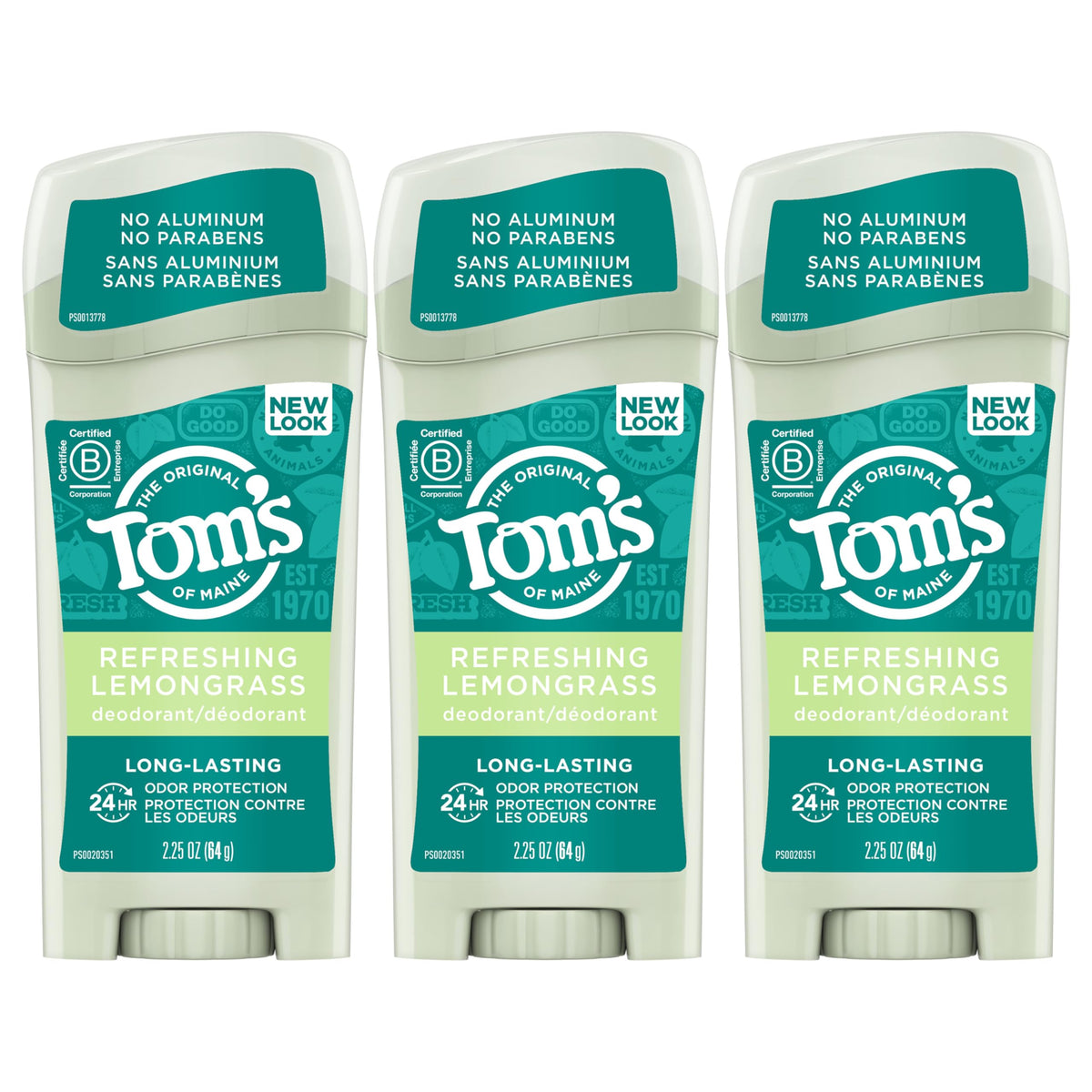 Tom'S Of Maine Natural Deodorant For Women, Aluminum-Free, Lemongrass, 3-Pack, 2.25 Oz