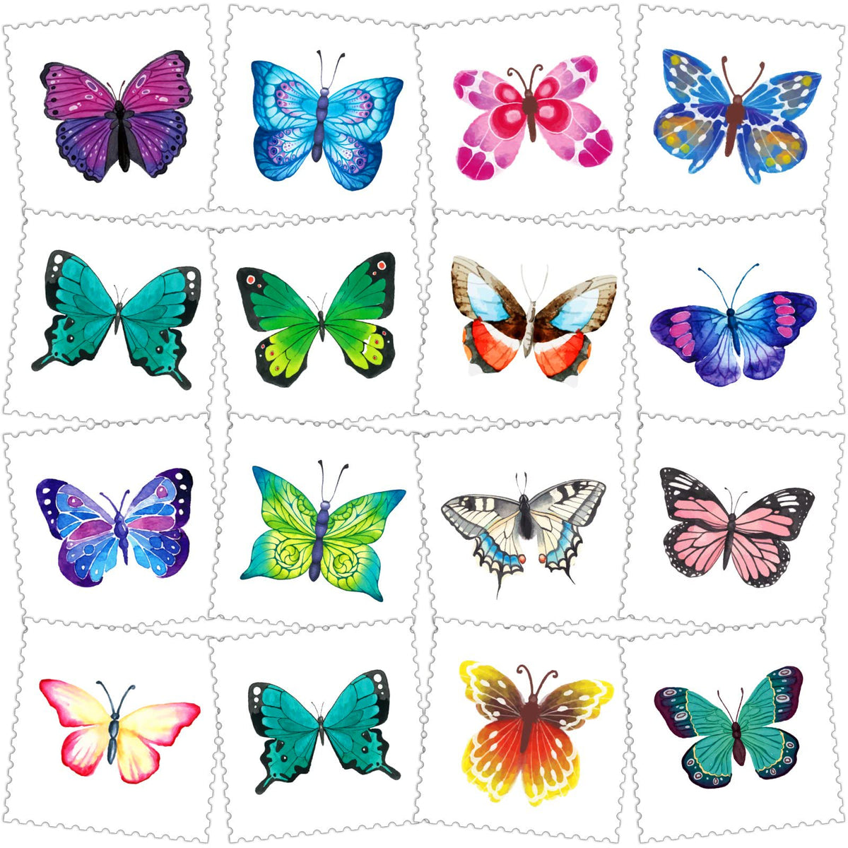 Awinmay 30 Sheets Waterproof Temporary Tattoos For Kids - Butterflies, Mermaid & Sea Animals