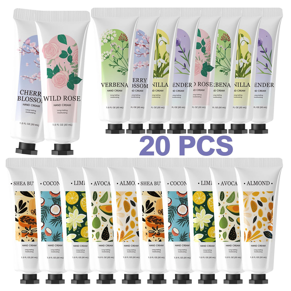 Spa Luxetique 20 Pack Hand Cream Set - Travel Size Mini Moisturizing Lotion Gifts For Women