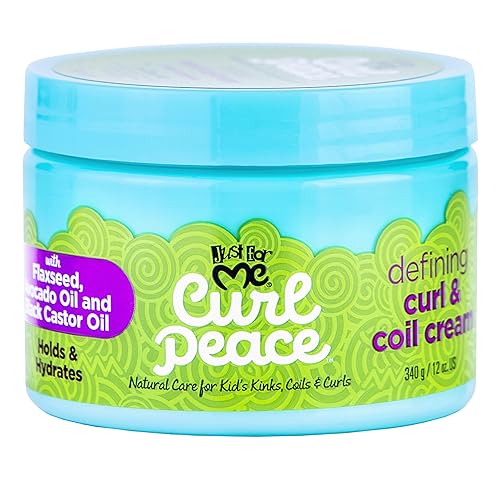 Just For Me Curl Peace Defining Cream - Hydrates & Holds Curls With Flaxseed & Oils, 12 Oz