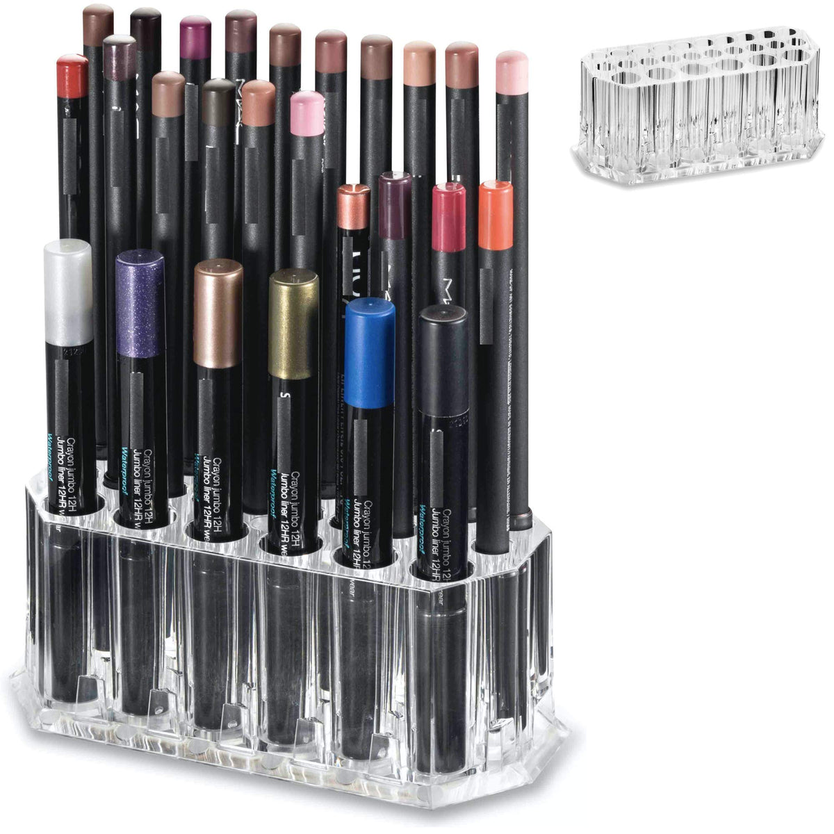 BY ALEGORY Acrylic Eyeliner & Lip Liner Organizer - 26 Space Storage Makeup Display Case