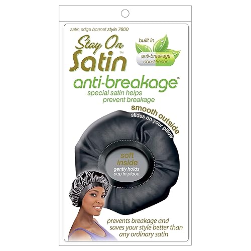 Stay On Satin Silk Hair Wrap Bonnet For Women - Anti-Breakage Sleep Cap, Black