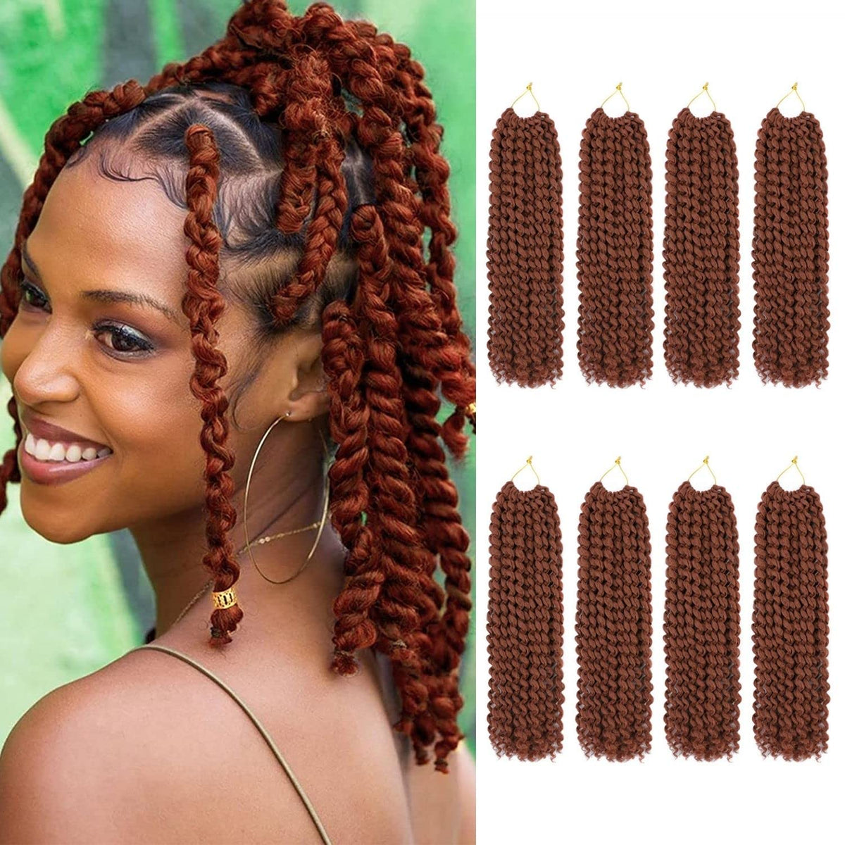 Ceajae 10 Inch Passion Twist Crochet Hair, Dark Red #350, 8 Pack, Short Bob Style, Synthetic