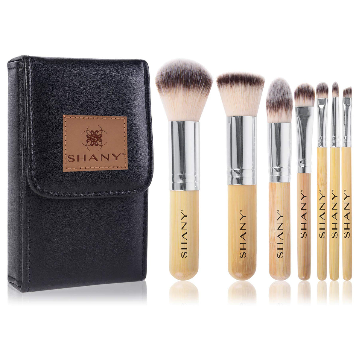 Shany 7Pc Petite Pro Bamboo Makeup Brush Set With Carrying Case - Yellow Microfiber Brushes