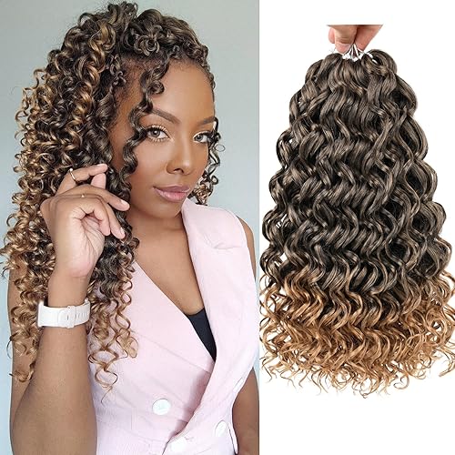 Zrq 14&quot; Gogo Curl Crochet Hair T27 - 8 Packs Ombre Beach Wave Synthetic Extensions