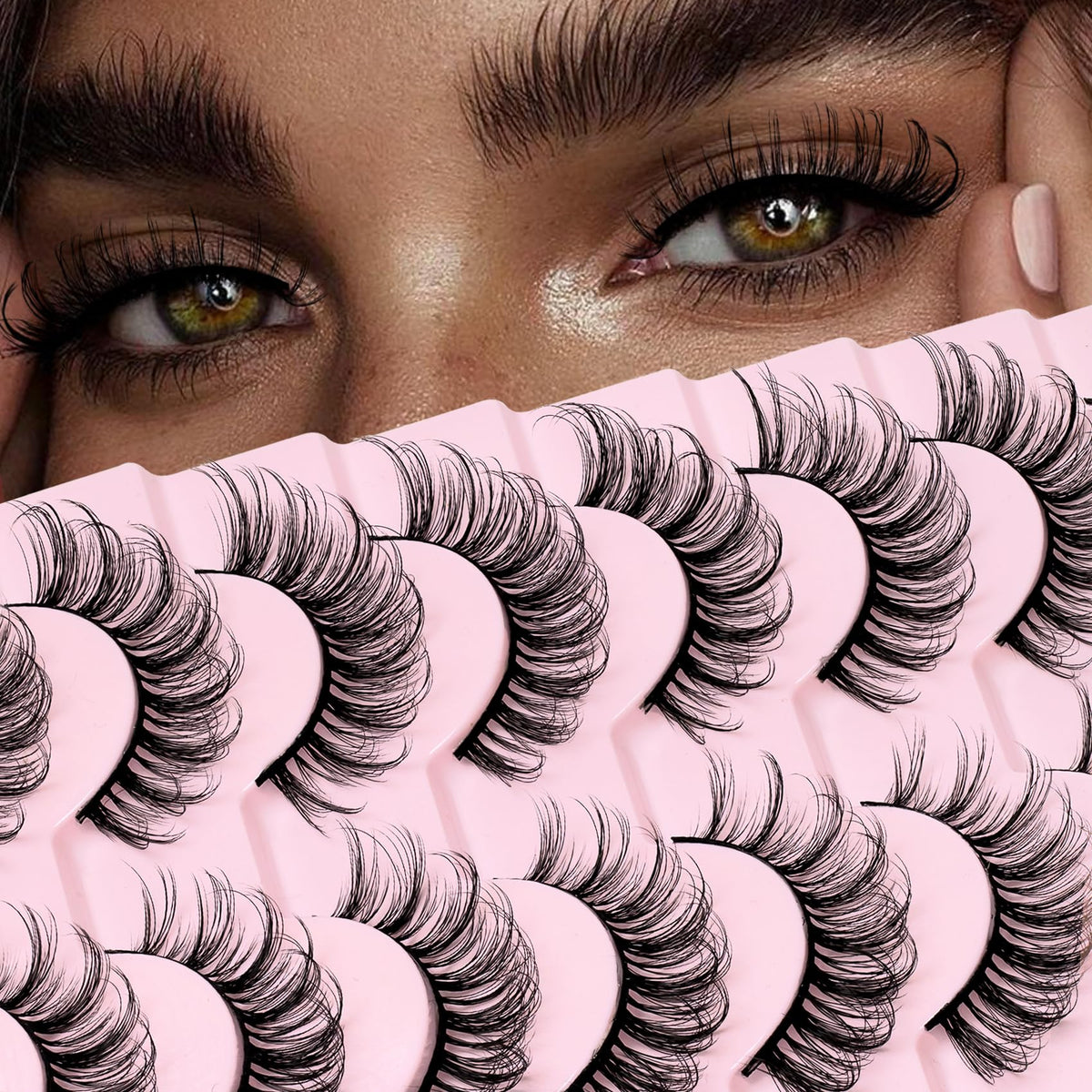 Veleasha DD Curl Fluffy Dramatic False Eyelashes 10 Pairs Wispy Soft Faux Mink Lashes