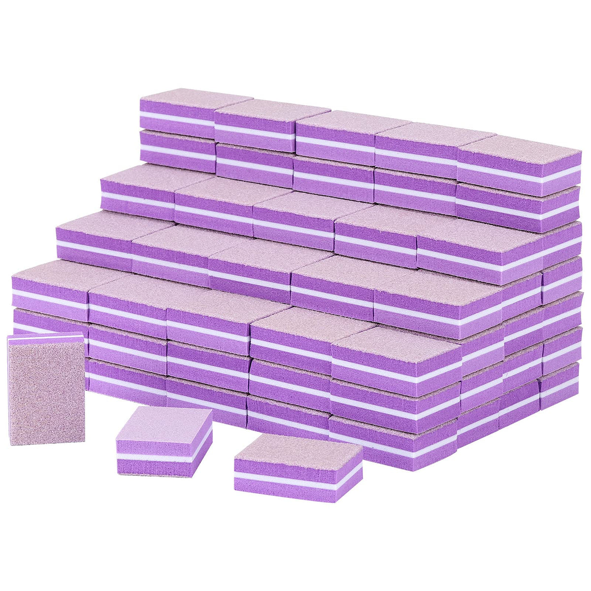 acDesign 100 Pcs Purple Mini Nail Buffers 180/100 Grit for Natural Nails, Acrylic Material